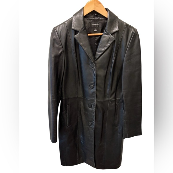 VTG Colebrook Longline Trench Coat Button Up
Leather Jacket Sz M Pockets Black - Picture 2 of 8